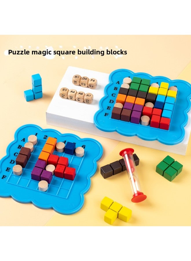 Wooden Children's Thinking Battle Early Education Educational Toys Wooden Three-dimensional Tetris Puzzle Building Blocks-Color:Double Suit - Image 2